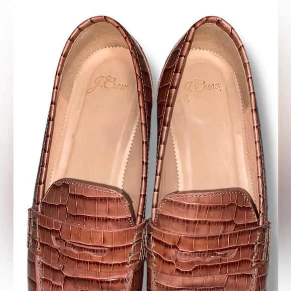 J. Crew Academy Crocodile embossed Pattern leather Loafers - Picture 3 of 7